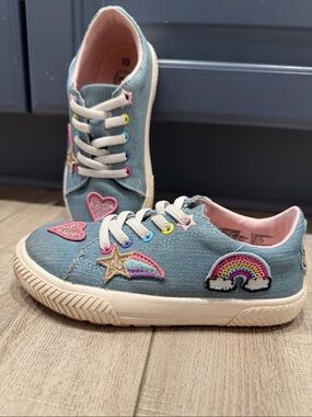 Wonder Nation Denim Sneakers with Stitching Prints- Girls Sz 10